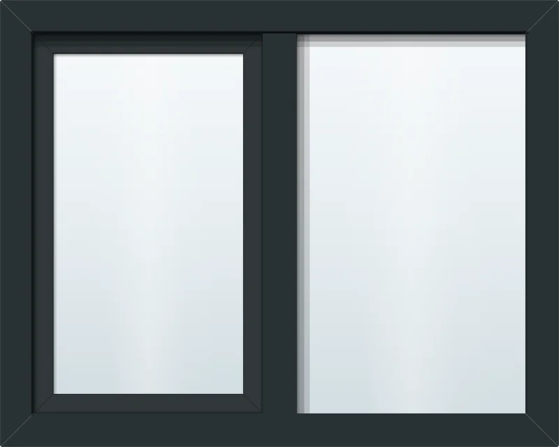 aluminium kozijn in antraciet met draaikiepraam en vast glas